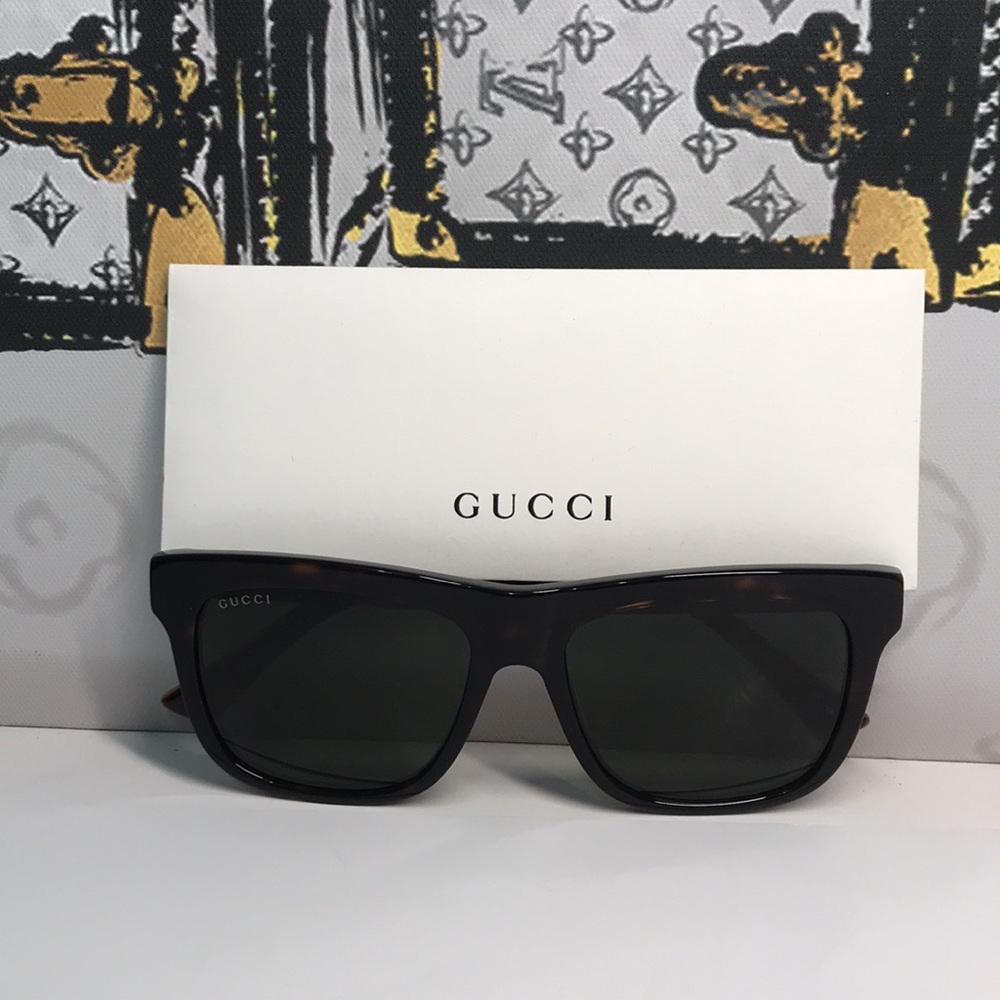 Gucci Tortoise Shell Sunglasses with Green Lenses GG0158SN 002 - Picture 8 of 14